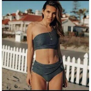 ALBION Icon One Shoulder Swim Top & Tie Waist Bikini Bottom Midnight Dash